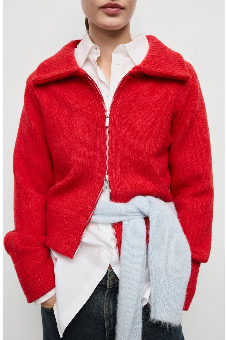 Zip-Front Cardigan, Main, color, RED