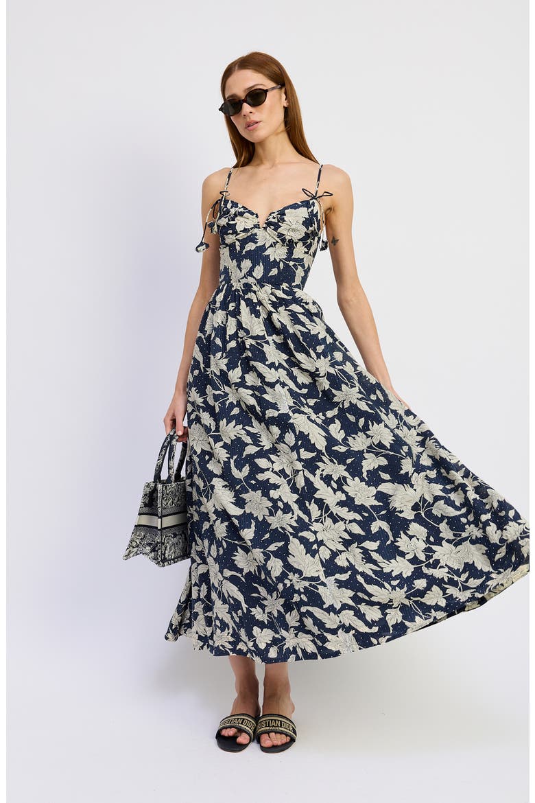 Madeline Floral Maxi Dress, Alternate, color, NAVY IVORY