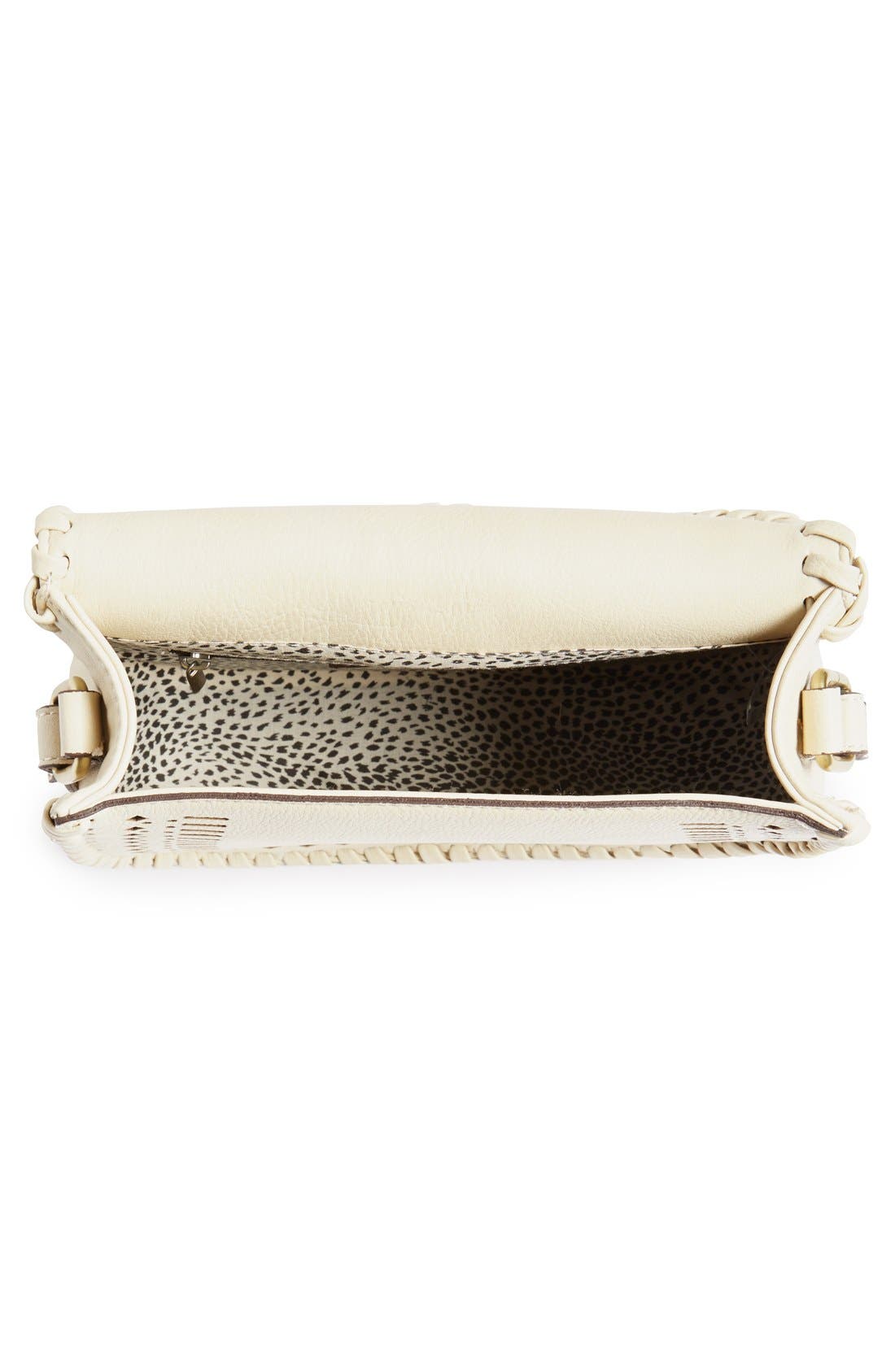 'Kianna' Perforated Faux Leather Crossbody Bag, Alternate, color, IVORY
