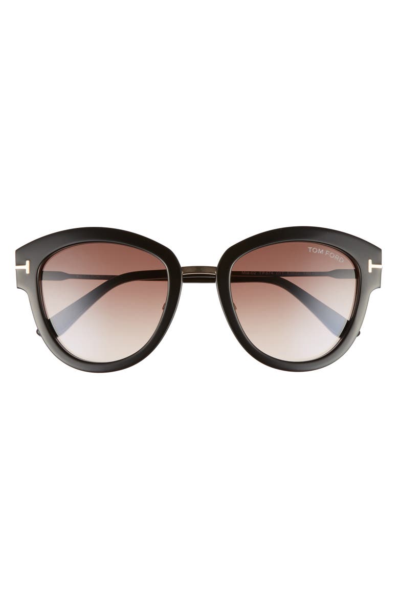 Mia 55mm Cat Eye Sunglasses, Alternate, color, BLACK ACETATE/ ROSE GOLD