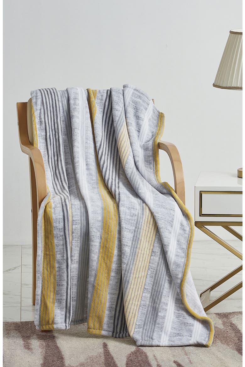 Plush Brea Throw Blanket, Alternate, color, GREY/ YELLOW MULTI