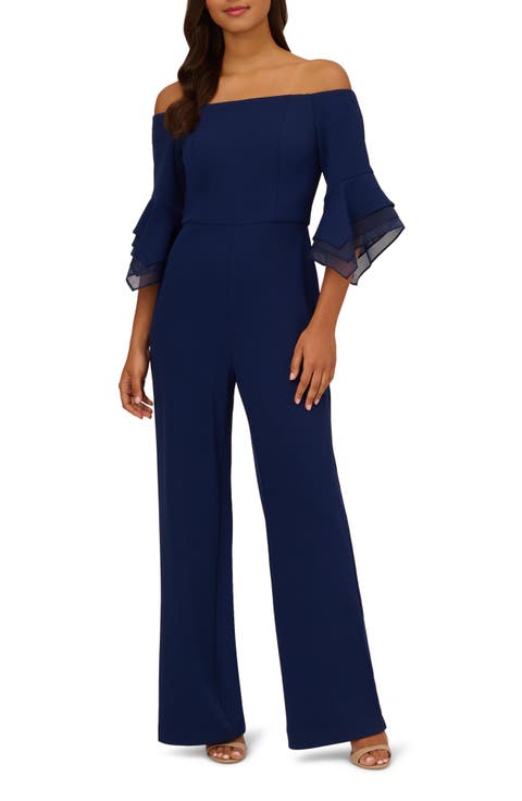 Off the Shoulder Organza Crepe Jumpsuit