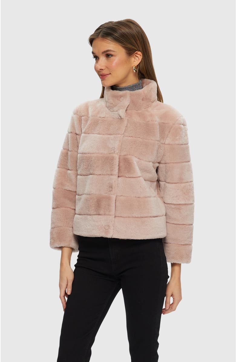 GORSKI Shearling Lamb Horizontal Jacket, Alternate, color, Blush