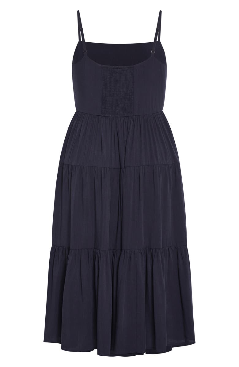 City Chic Mystic Tiered Midi Sundress, Alternate, color, Navy