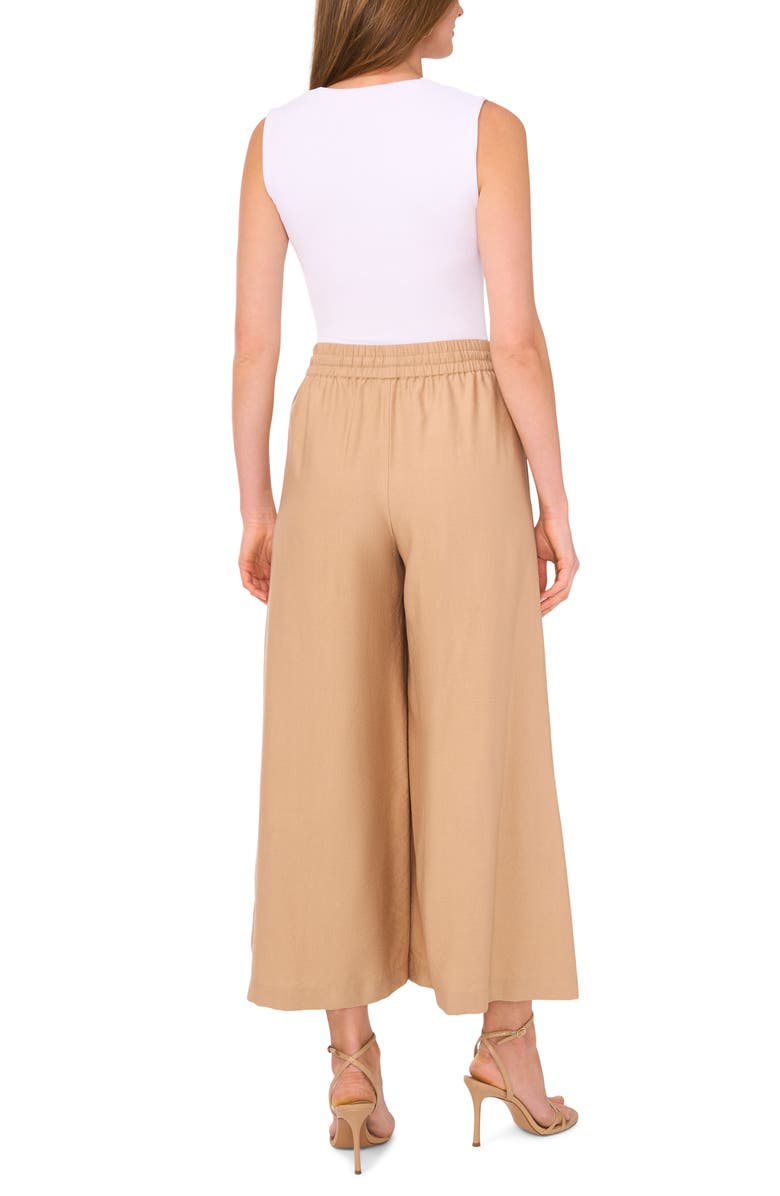Vince Camuto Bead Tie Crop Wide Leg Pants, Alternate, color, Toffee
