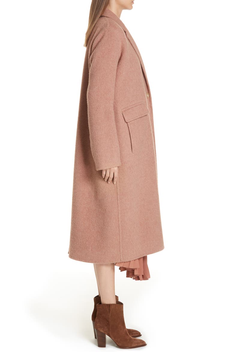 Long Wool Alpaca Blend Coat, Alternate, color, VINTAGE ROSE