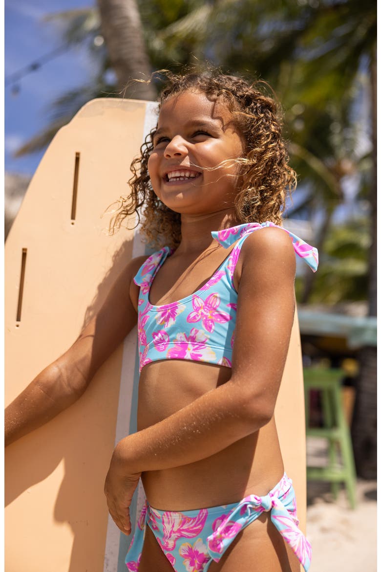 Kids' Tropical Glow UPF 50+ Two-Piece Swimsuit, Alternate, color, BLUE