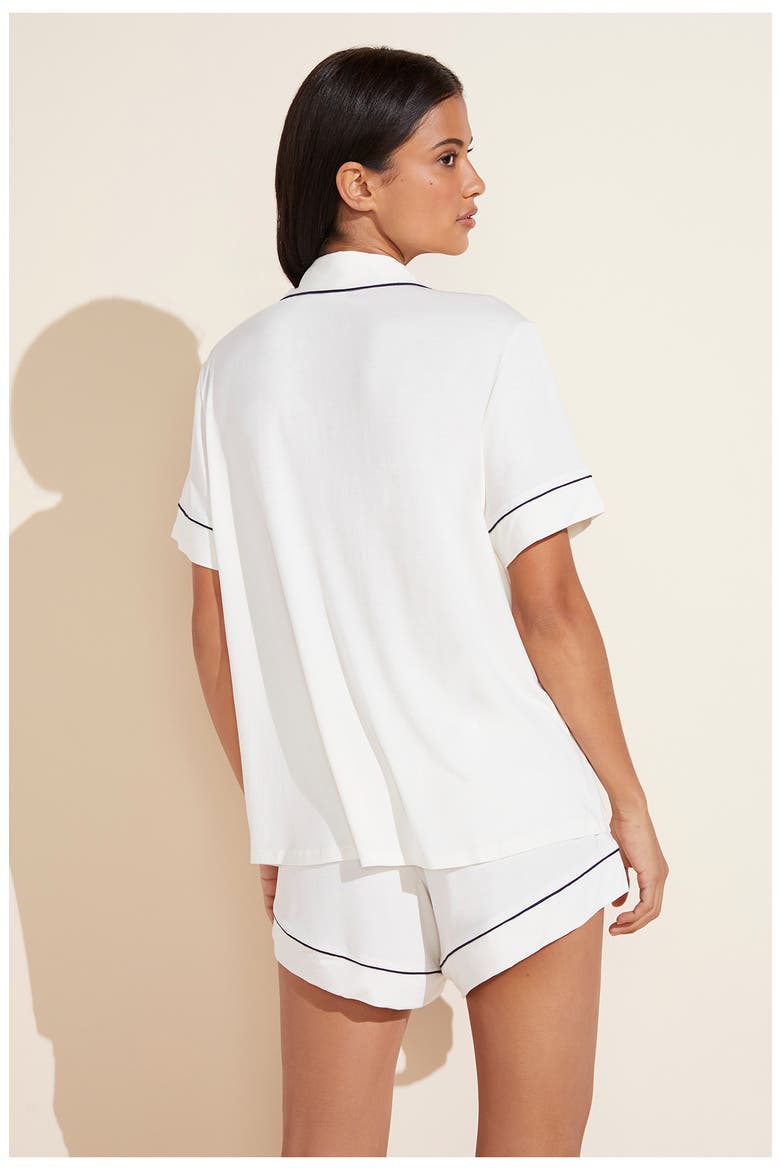 Gisele Relaxed Short Pajamas, Alternate, color, IVORY/NAVY