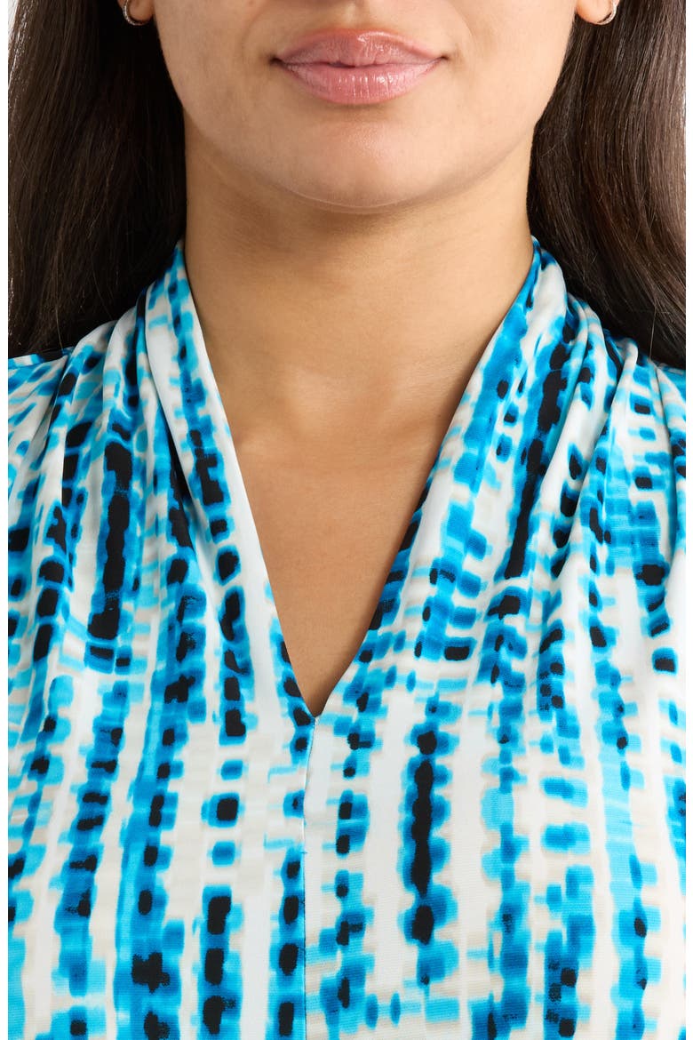 Blurred Line Print Stretch Crepe Top, Alternate, color, BRIGHT AZUL MULTI