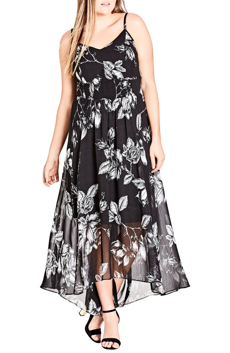 City Chic Mono Rose Maxi Dress, Alternate, color, 