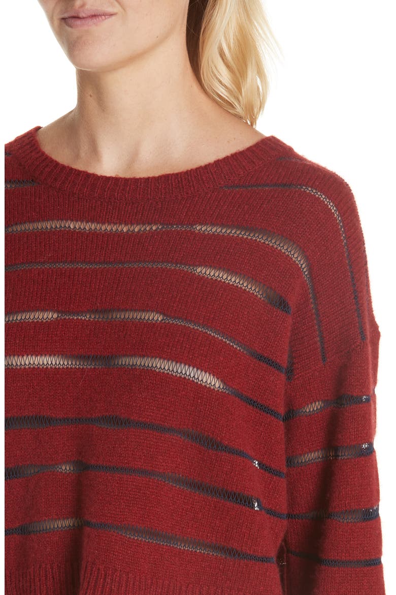 Penn Sheer Stripe Crop Sweater, Alternate, color, GREY/ WHITE