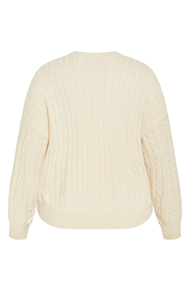 City Chic Shelby Cable Stitch High-Low Sweater, Alternate, color, Cream