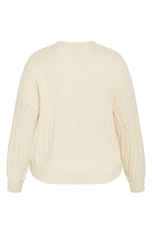 City Chic Shelby Cable Stitch High-low Sweater In Neutral