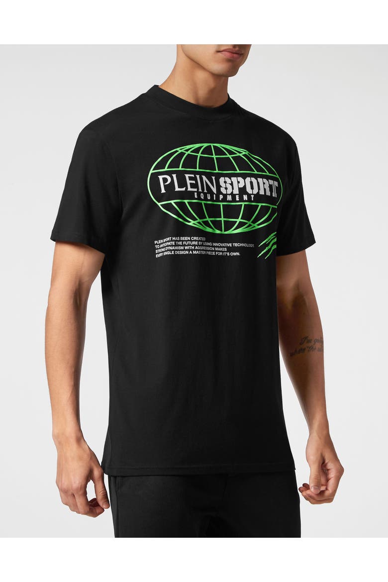 T-Shirt Round Neck Ss Global Express Edition Men, Main, color, black+greenfluo