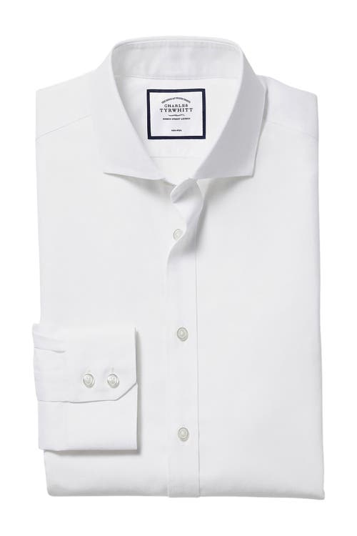 Shop Charles Tyrwhitt Non-iron Twill Extreme Cutaway Slim Fit Double Cuff In White