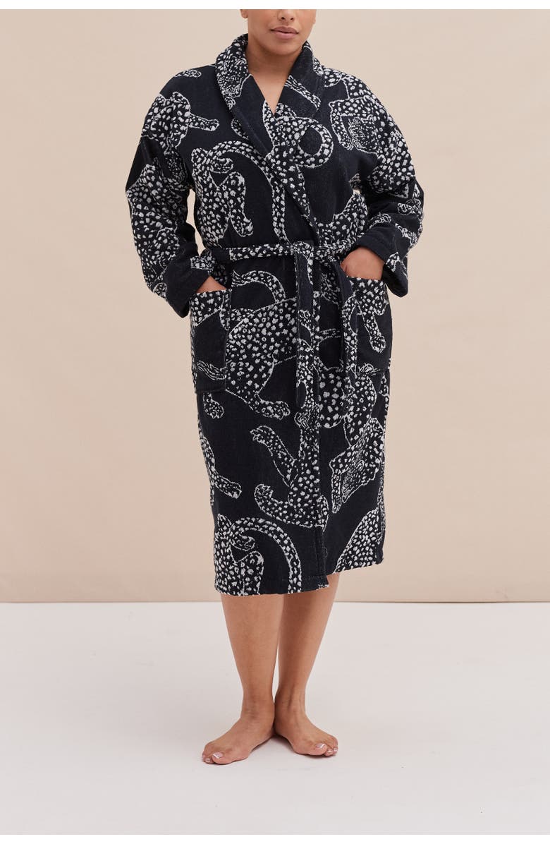 Desmond & Dempsey Unisex Towel Robe, Main, color, Jag Black