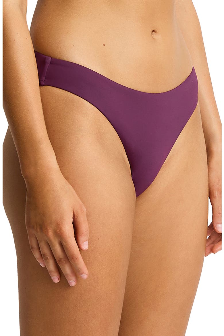 Essentials Edit Mid Bikini Bottoms, Alternate, color, CLARET