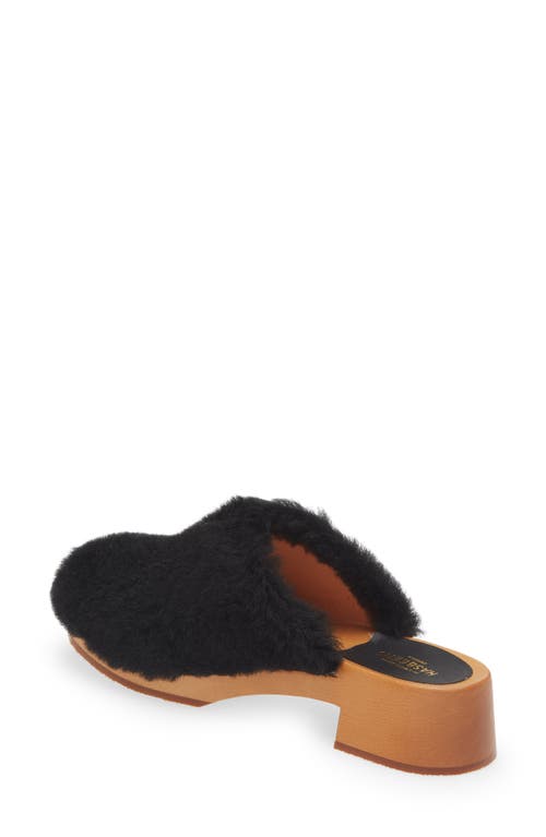 Swedish Hasbeens Fluff Genuine Shearling Clog In Black
