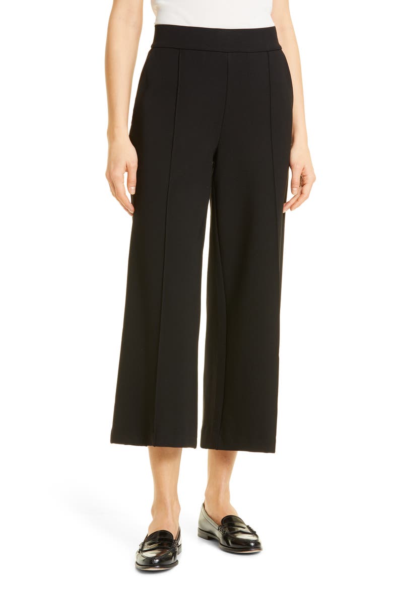 Piana Pintuck Pleat Pull-On Pants, Main, color, BLACK
