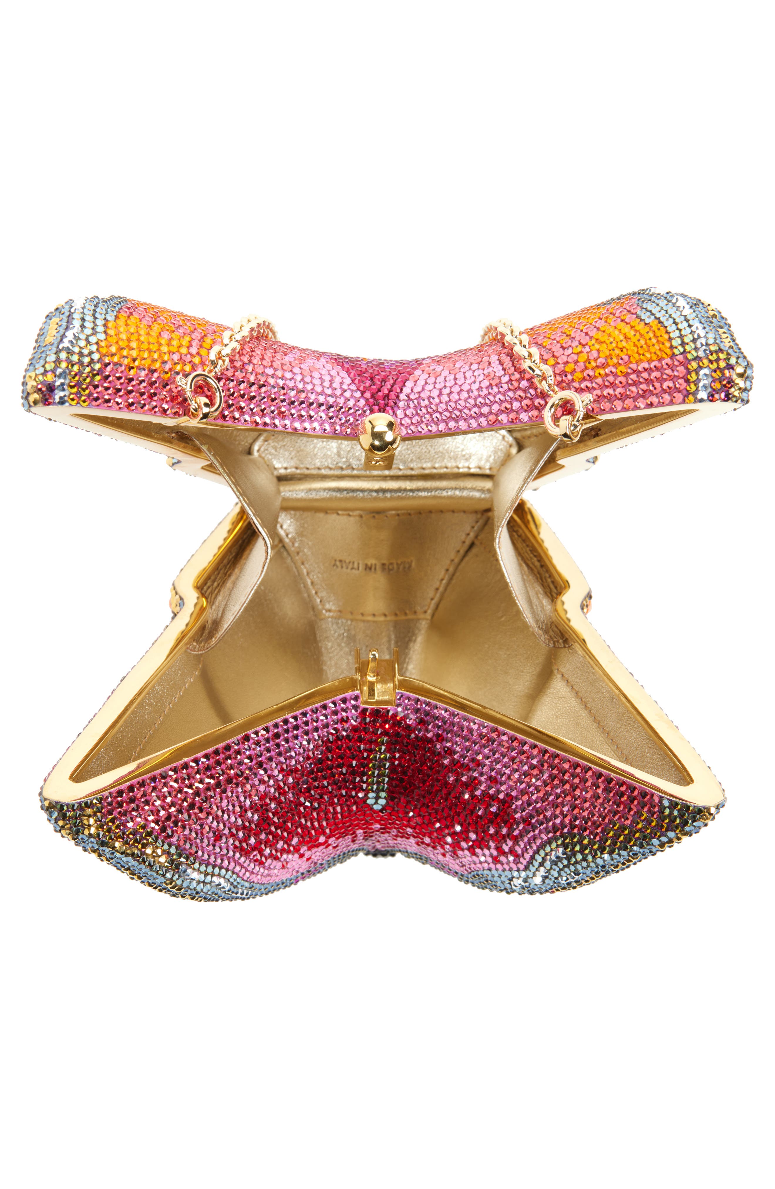 JUDITH LEIBER COUTURE Butterfly Crystal Clutch, Alternate, color, Champagne Multi