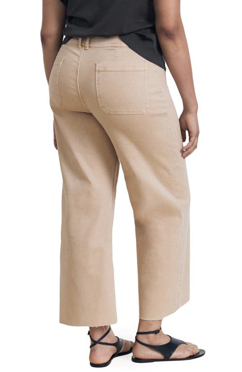 Mango Catherin Raw Hem High Waist Culotte Jeans In Brown