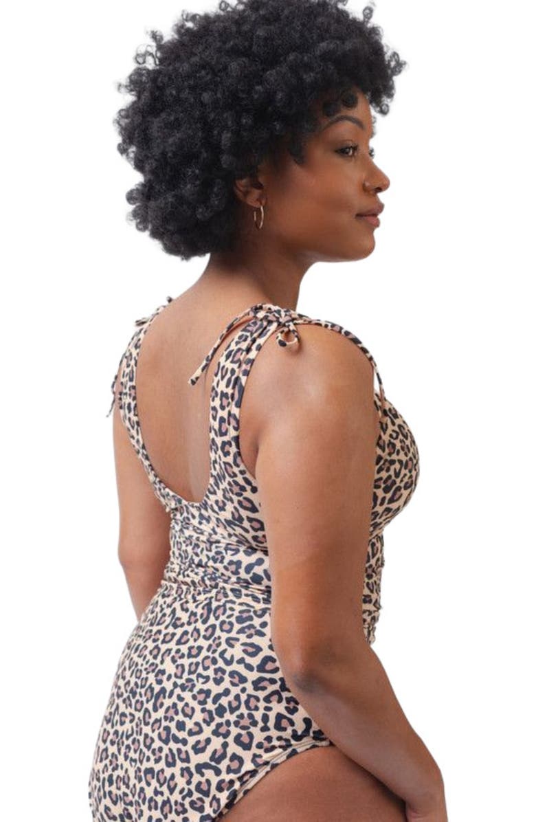 Lime Ricki Swimwear V-Neck Tankini Top, Alternate, color, Leopard