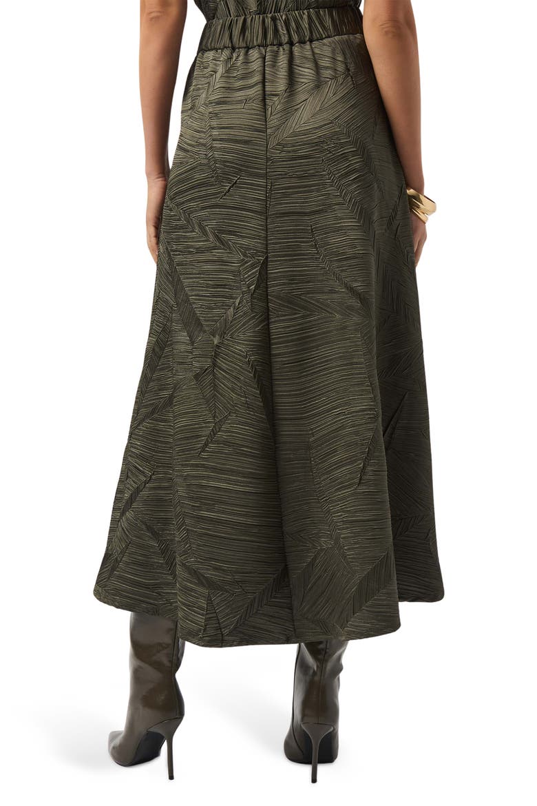 Pleated Satin Midi Skirt, Alternate, color, AVOCADO