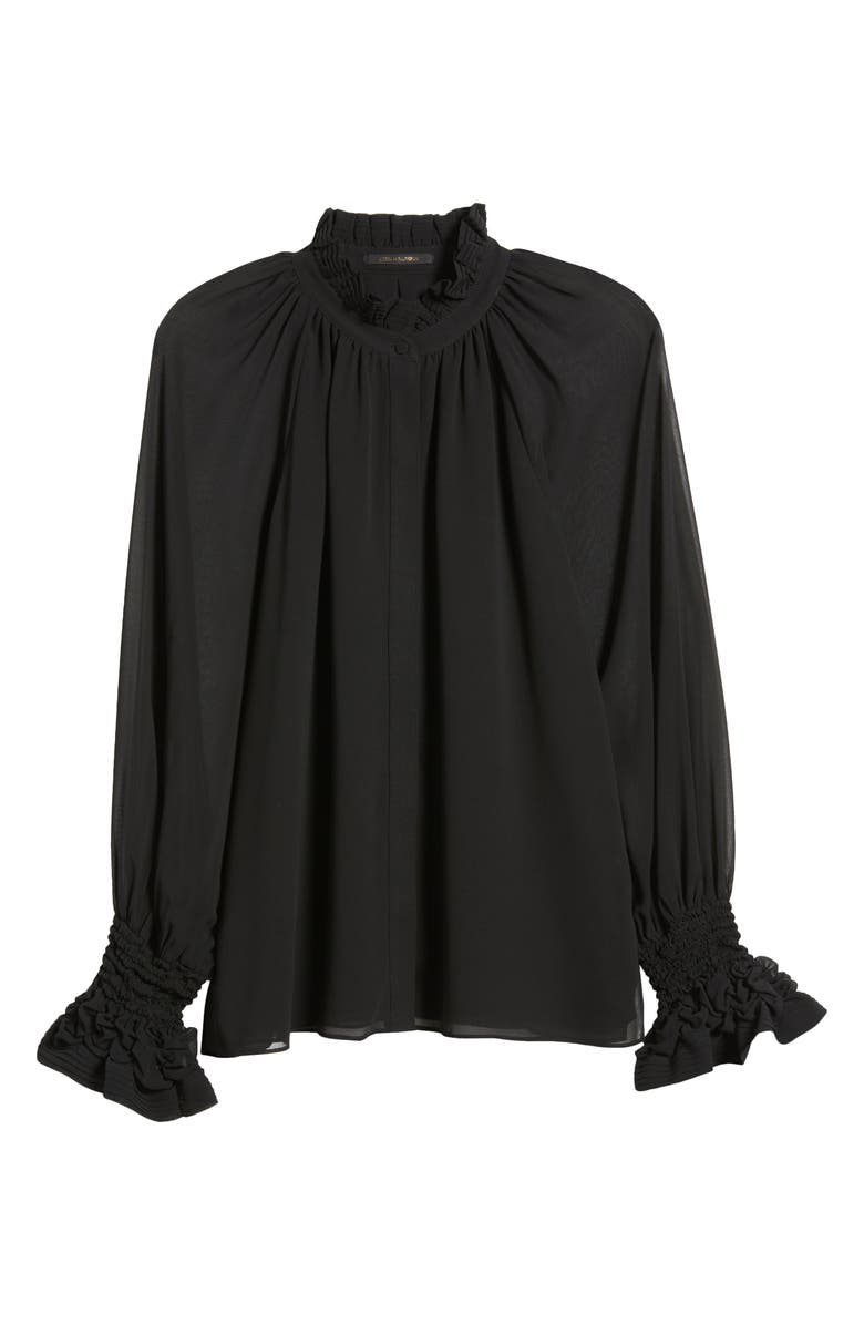 KOBI HALPERIN Effie Shirred Ruffle Neck Chiffon Top, Alternate, color,