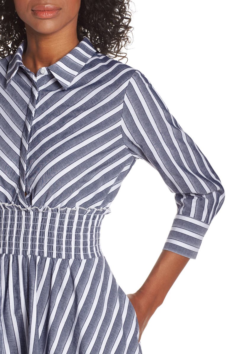 Eliza J Stripe Midi Shirtdress, Alternate, color, 