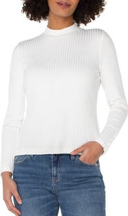 Liverpool Los Angeles Long Sleeve Mock Neck Rib Top