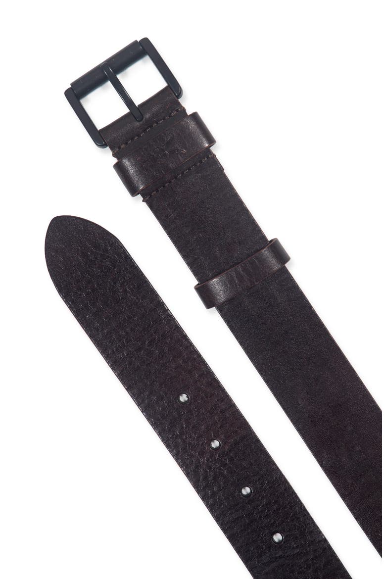 Distressed Milled Leather Belt, Alternate, color, BITTER BROWN