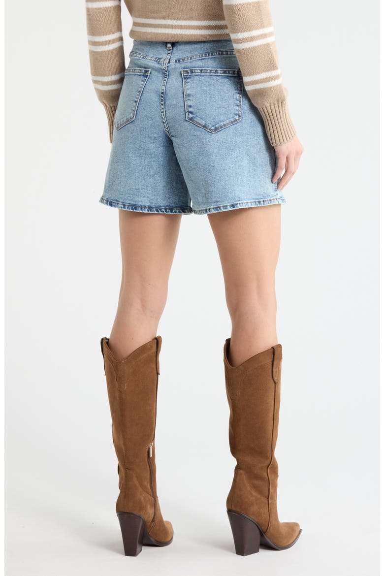 High Waist Mid Thigh Denim Shorts, Alternate, color, LIGHT WASH