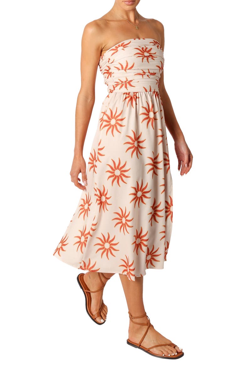 Ryder Strapless Midi Dress, Alternate, color, SOLEIL