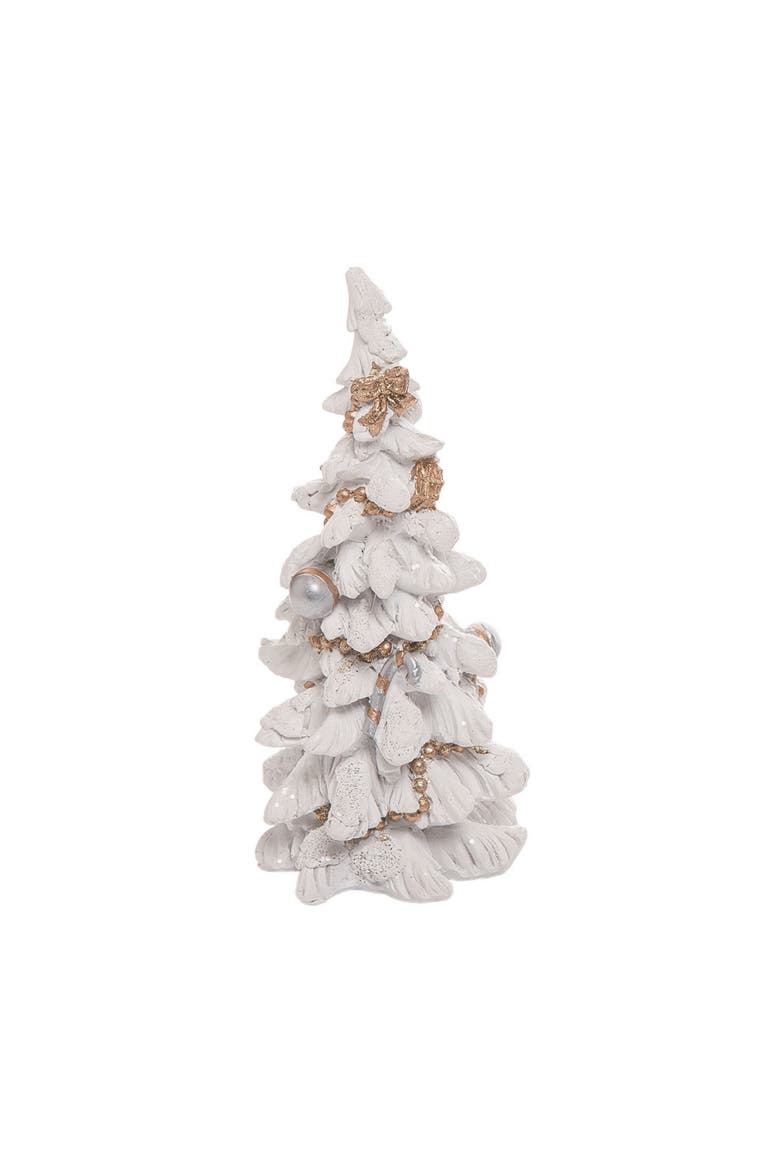 Christmas Winter Elegant White Gold Polyresin Tree Figurines, Alternate, color, White