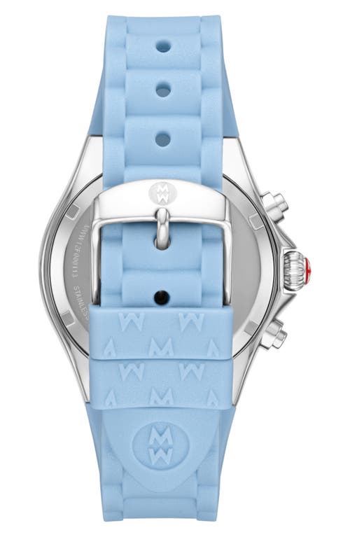 Michele Jellybean Silicone Strap Watch, 38mm In Blue/silver