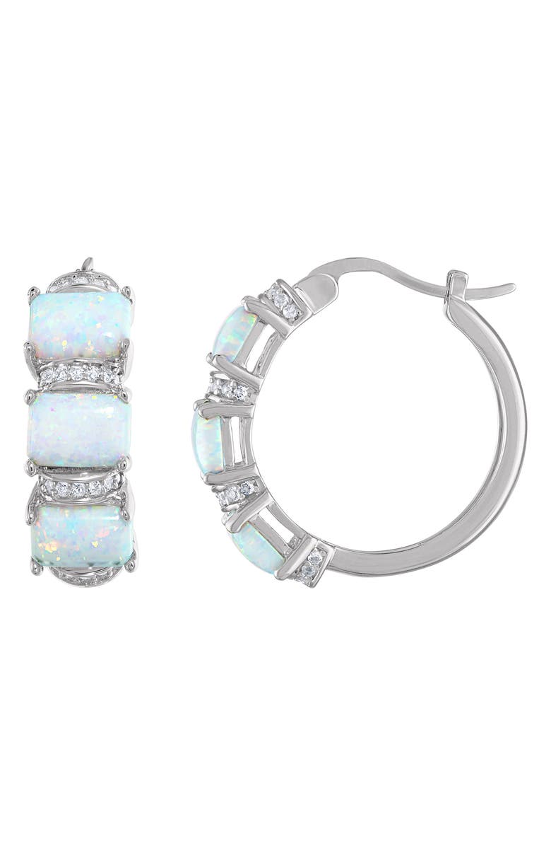 FZN Sterling Silver Created Gemstone Hoop Earrings, Main, color, 