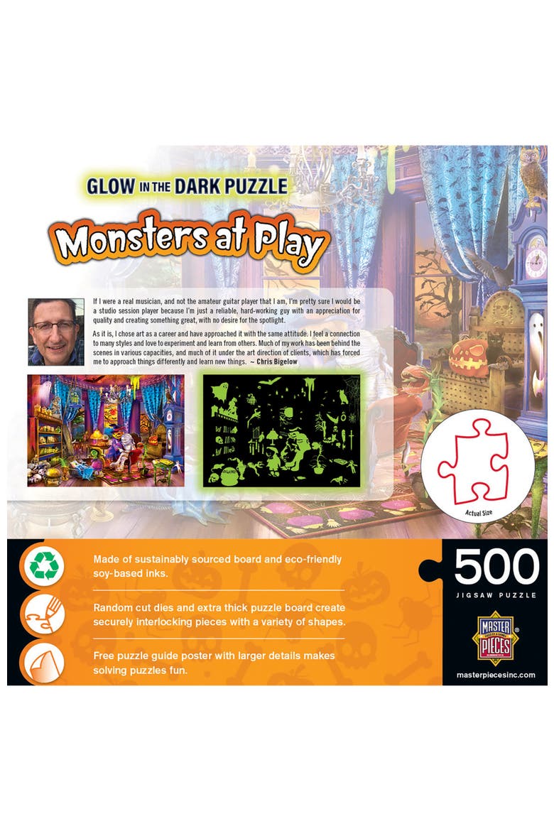 Monsters at Play 500 Piece Glow Puzzle, Alternate, color, Multicolor