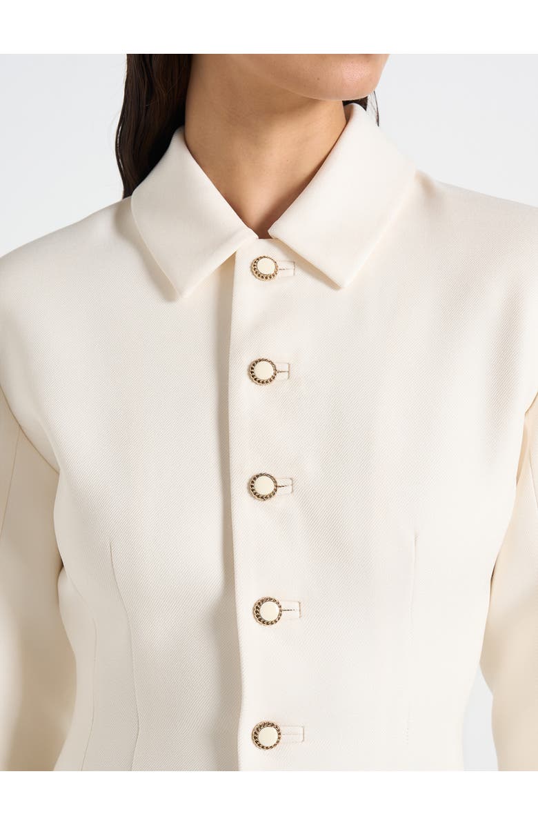 Manière De Voir Amelie Cinch Button Up Blazer Dress, Alternate, color, Off White