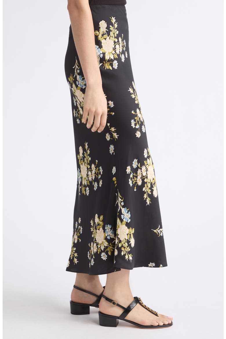 Clover Floral Silk Blend Maxi Skirt, Alternate, color, BLACK MULTI