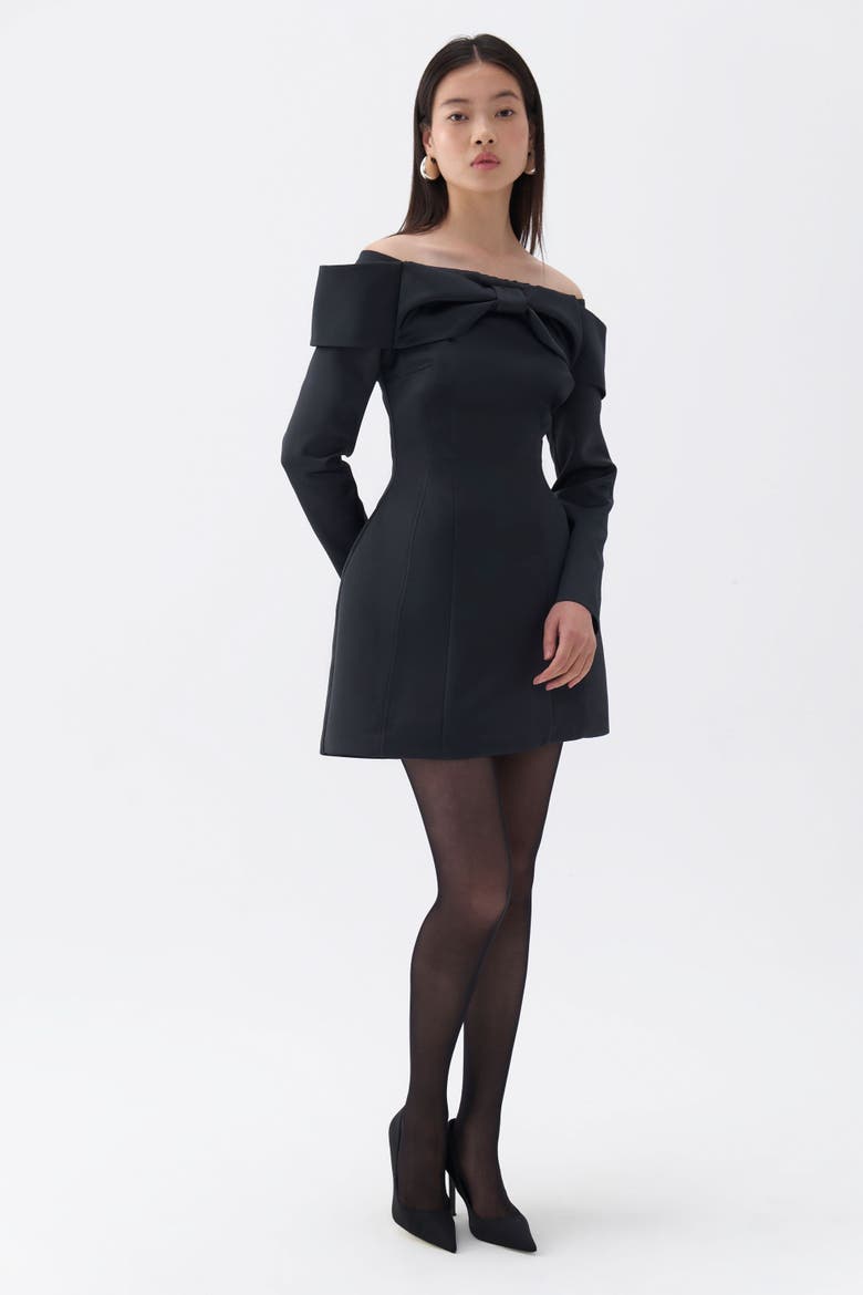 Off the Shoulder Minidress, Alternate, color, Black