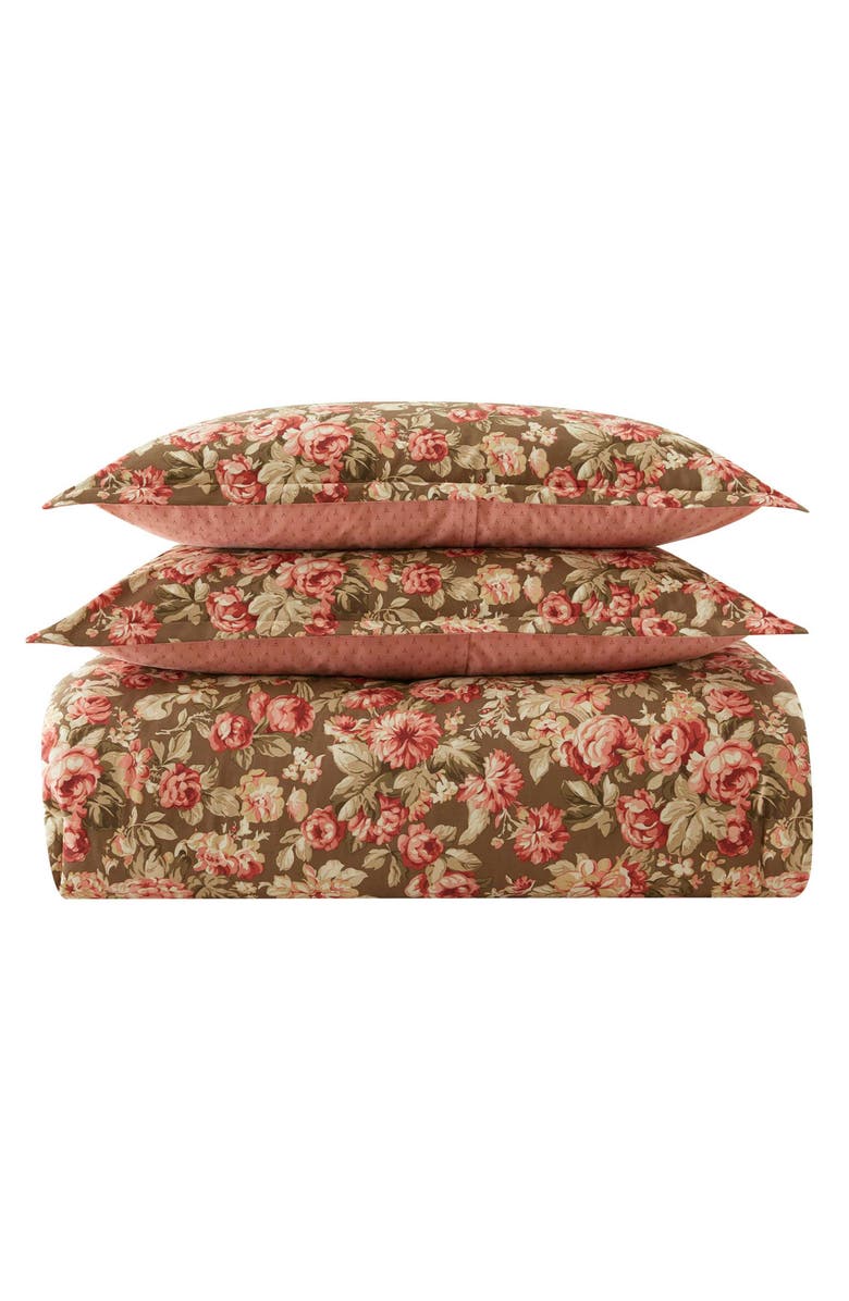 Laura Ashley Bloomsbury 3-Piece Twin Comforter & Sham Set, Main, color, Brown