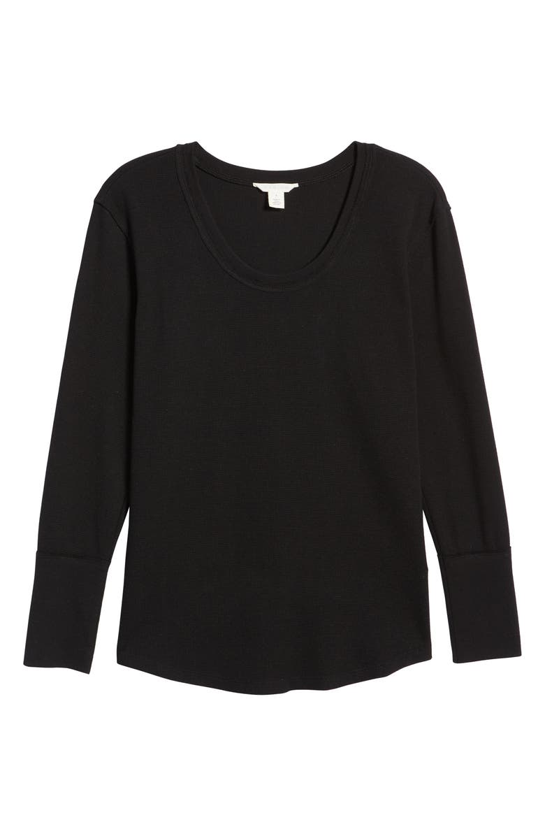 Caslon<sup>®</sup> Scoop Neck Long Sleeve Raw Edge Thermal Top, Alternate, color,
