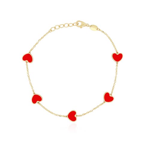 Coral Heart Station Bracelet