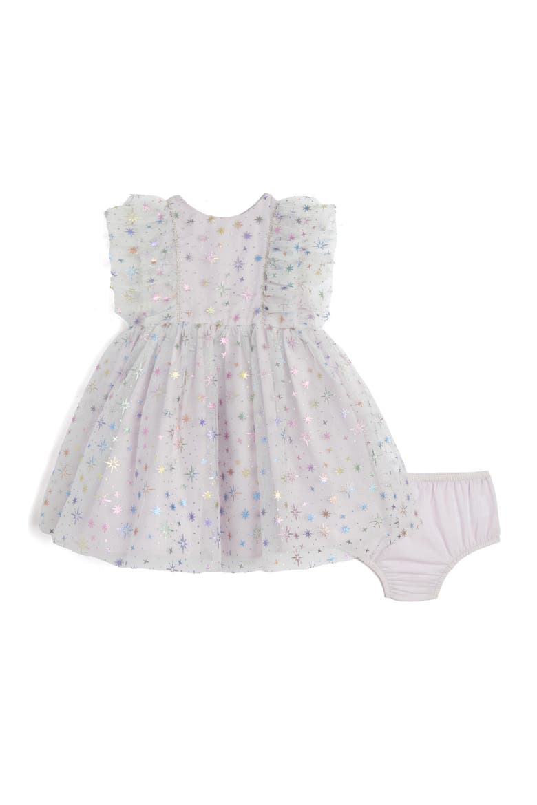 Fallon Metallic Star Sleeveless Tulle Dress & Bloomers, Main, color, LILAC