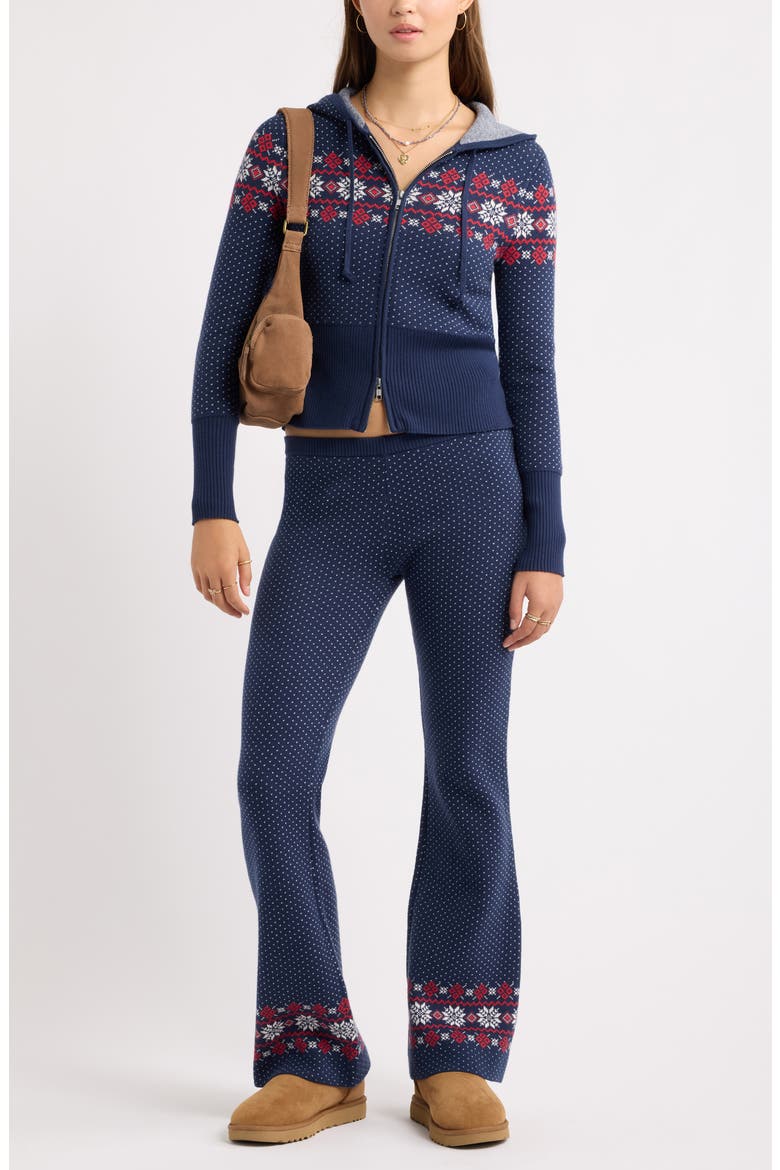 Fair Isle Bootcut Sweater-Pants, Alternate, color, NAVY- IVORY AVA FAIRISLE