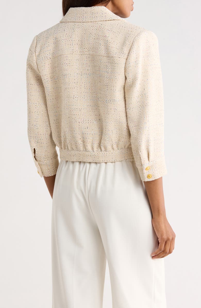 L'AGENCE Jia Sequin Embellished Tweed Crop Jacket, Alternate, color, Ecru Multi Color Sequin Tweed