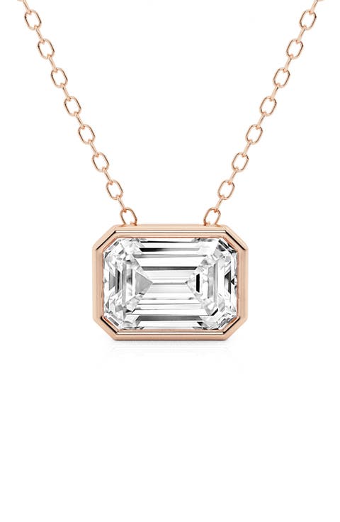14K Gold Round Cut Lab-Created Diamond Pendant Necklace - 2.0ct