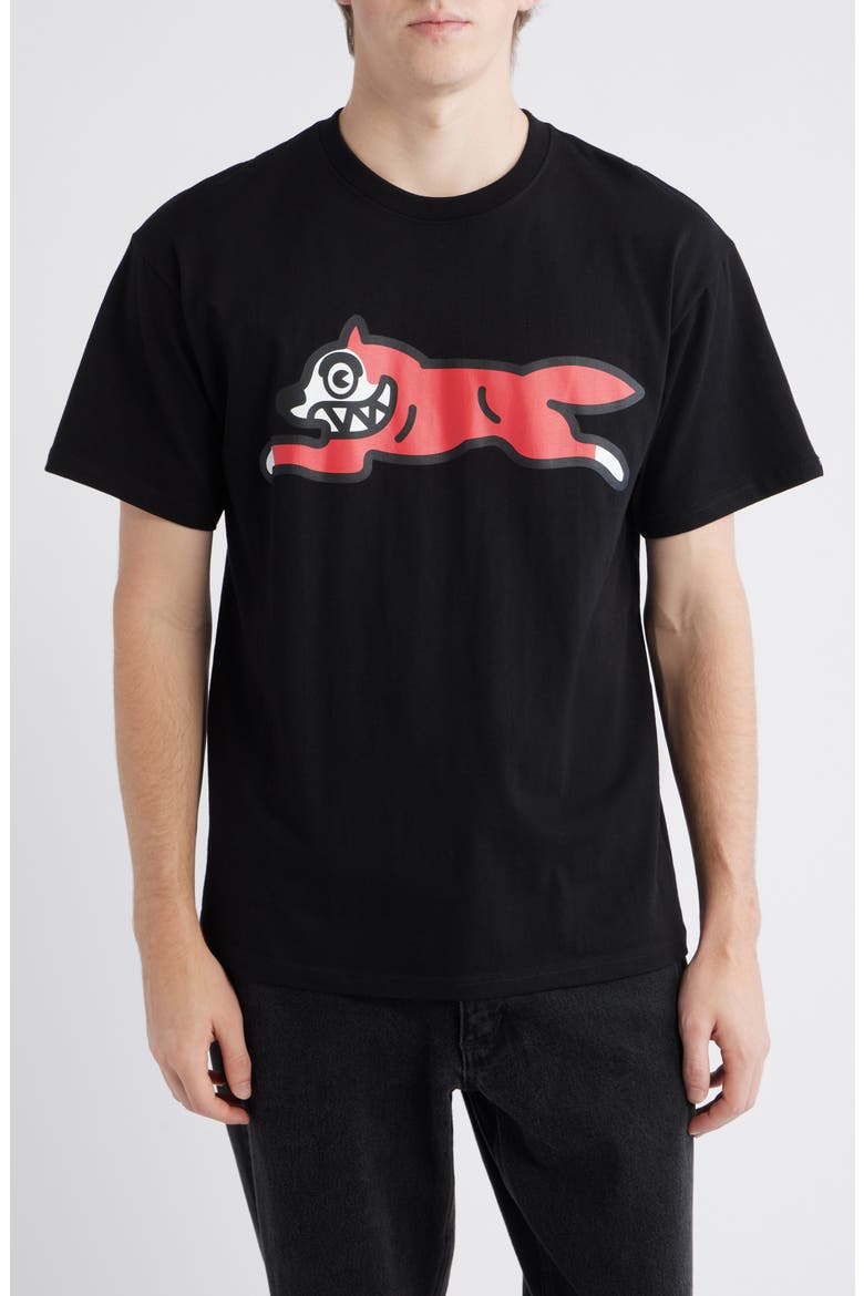 Running Dog Cotton T-Shirt, Main, color, BLACK