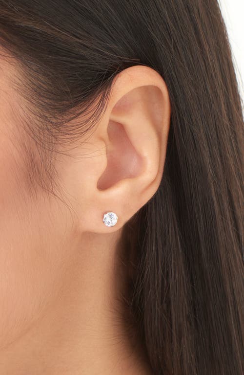 Sterling Forever 14k Rose Gold Over Silver Cz Studs In Metallic