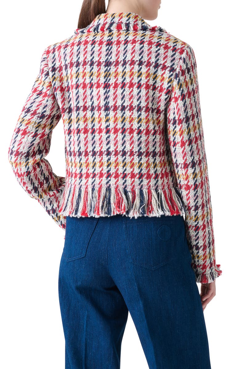 Akris punto Check Tweed Fringed Crop Jacket, Alternate, color, Multicolor